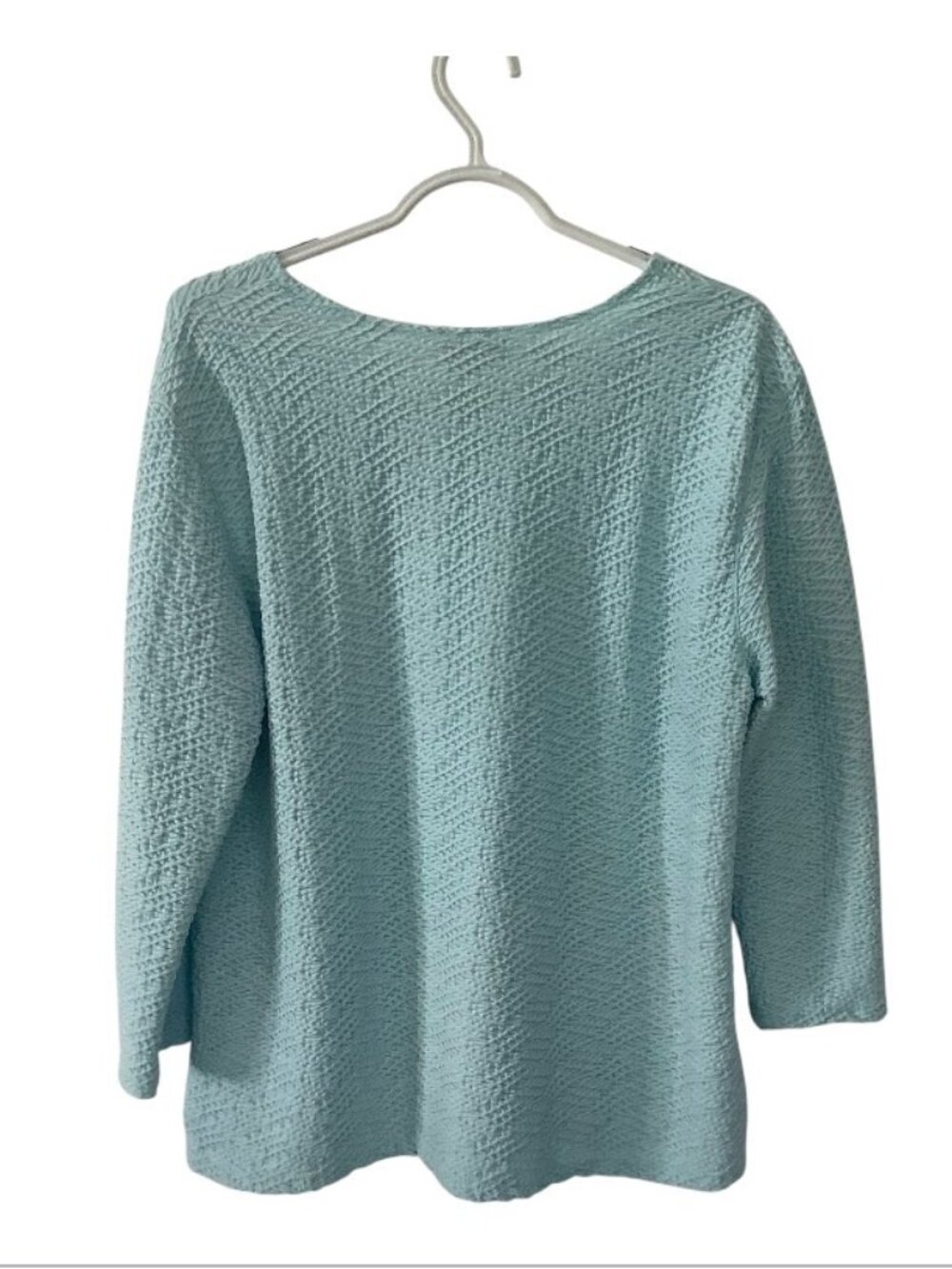Talbots Light Blue Textured Crew Neck Top Size L